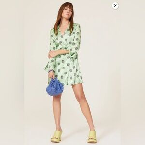 Baum & Pferdgarten mini wrap dress womens M/L mint green long sleeve Appel EU 44